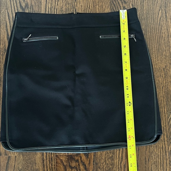 White House Black Market Black Mini Skirt with leather Accents - Picture 7 of 8